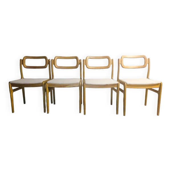 4 chaises de Johannes Andersen pour Uldum Møbelfabrik, en pin, design scandinave, Danemark 1960 's