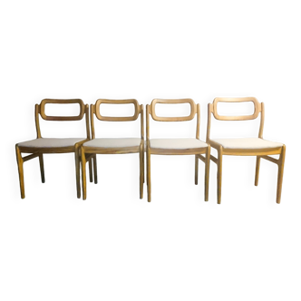 4 chairs by Johannes Andersen for Uldum Møbelfabrik, in pine, Scandinavian design, Denmark 1960's