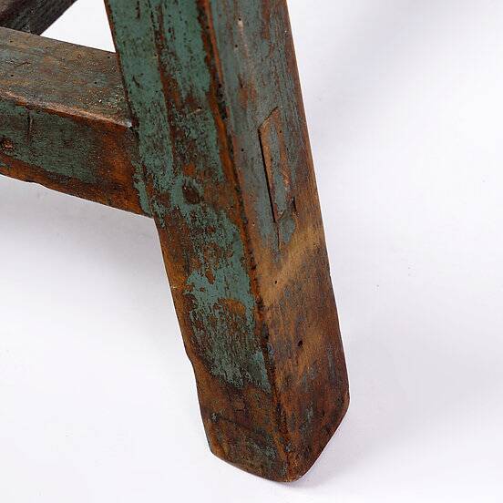 Industrial Console/table bluestone top and green weathered wood