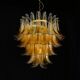 Vintage Murano chandelier, Murrina style, with amber glass petals.