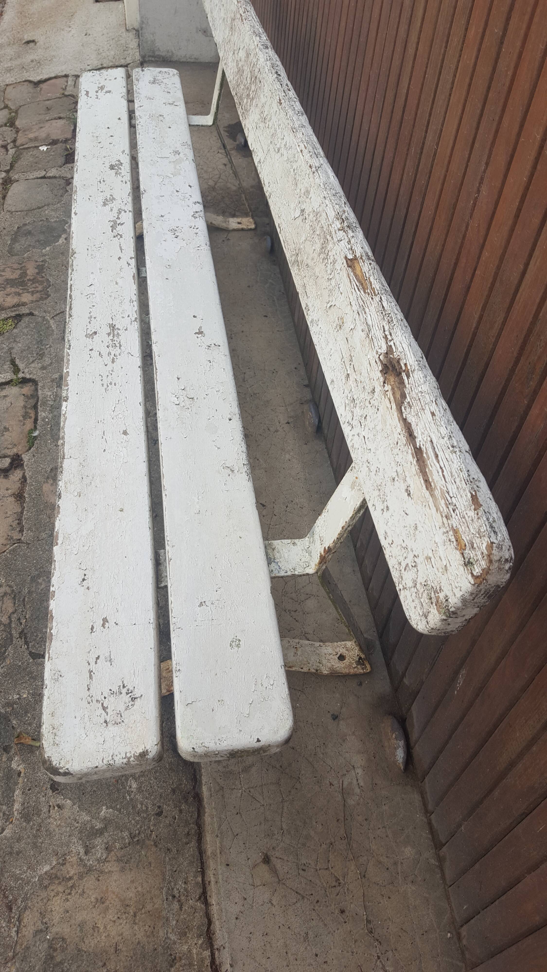 Old school bench white old patina