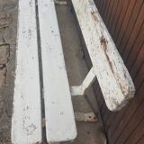 Banc ancien d'école blanc patine ancienne