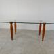 Vintage italian glass and wooden dining table, 1990s
