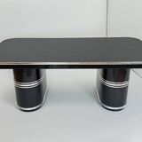 New York Desk in Black Lacquered Metal & Linoleum from Mauser, Germany, 1950