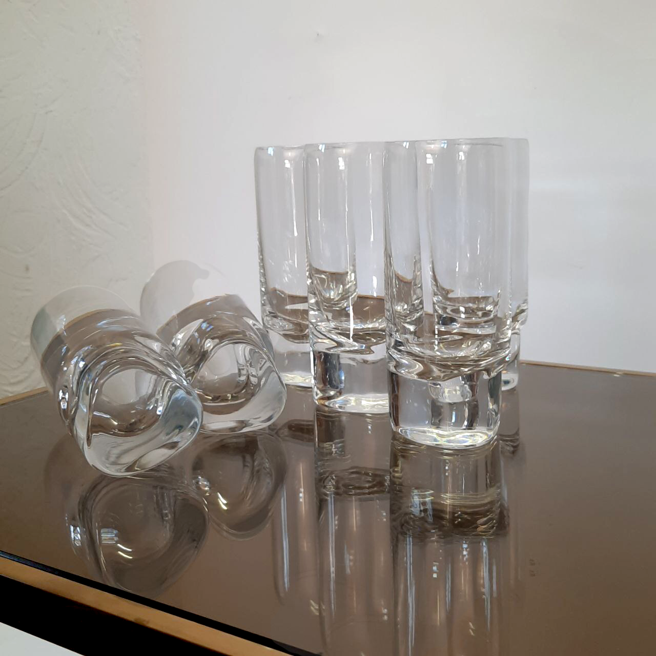 Six glasses Pitagora model design by Marco Zanuso for Arnolfo di Cambio.