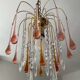 Vintage brass chandelier with glass drop pendants