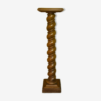 Large French Louis XIII style walnut barley twisted pillar from around 1870