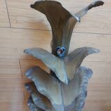 Wall lamp design in gilded metal, leaf décor