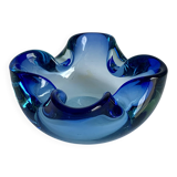 Murano Glass Bowl in Deep Blue and Mint Green