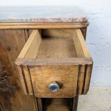 Art Deco bedside table in wood and marble
