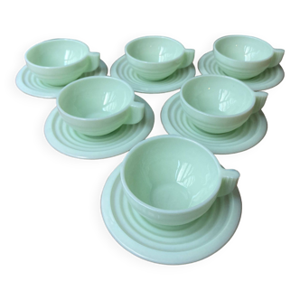 Art Deco coffee service mint green opal glass