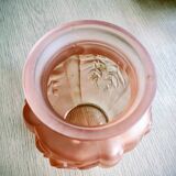 Art Deco vase, moulded satin pink glass.