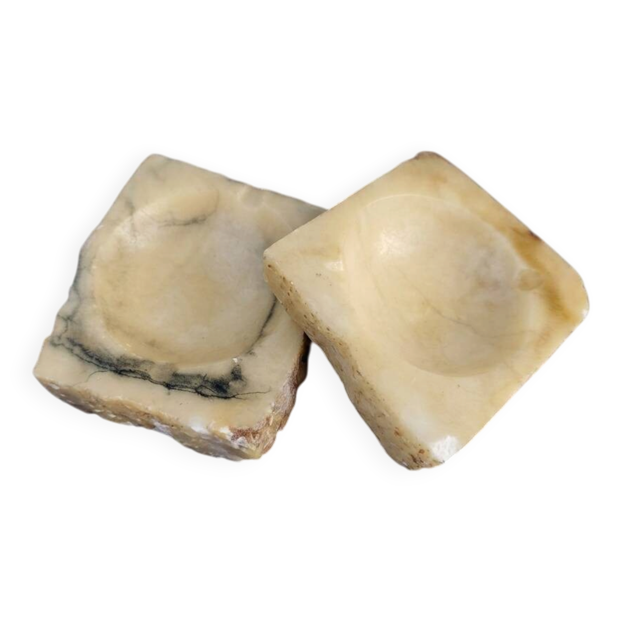 Pair of vintage ashtrays in genuine alabaster