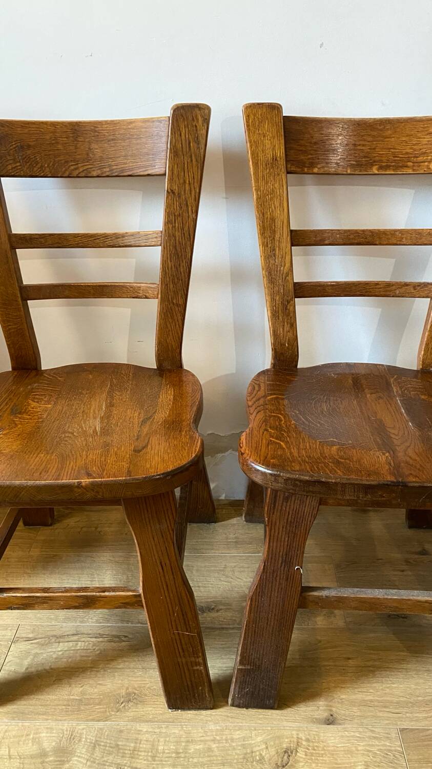 4 brutalist chairs in solid oak