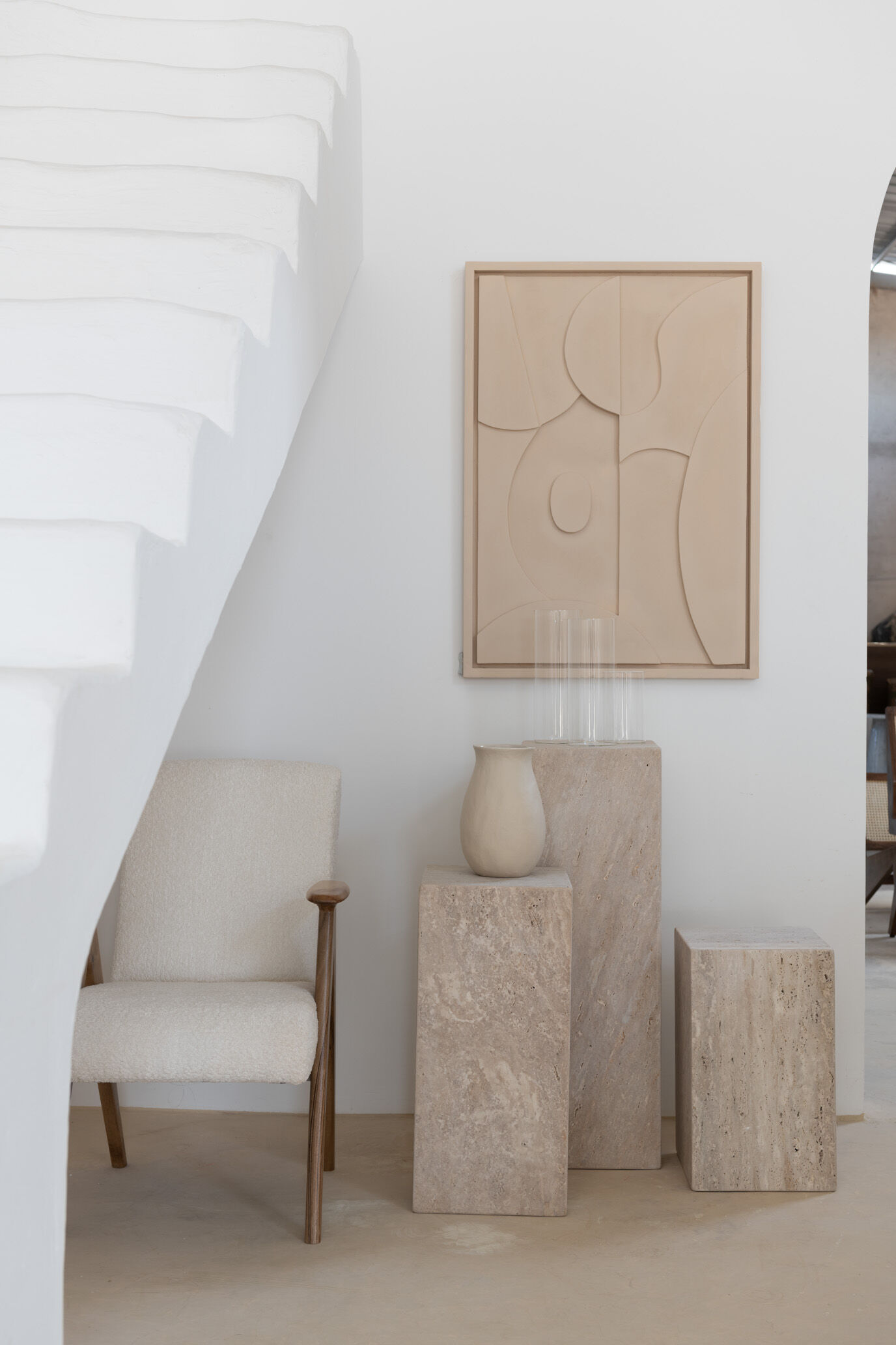 Lot de 3 colonnes Hera travertin naturel