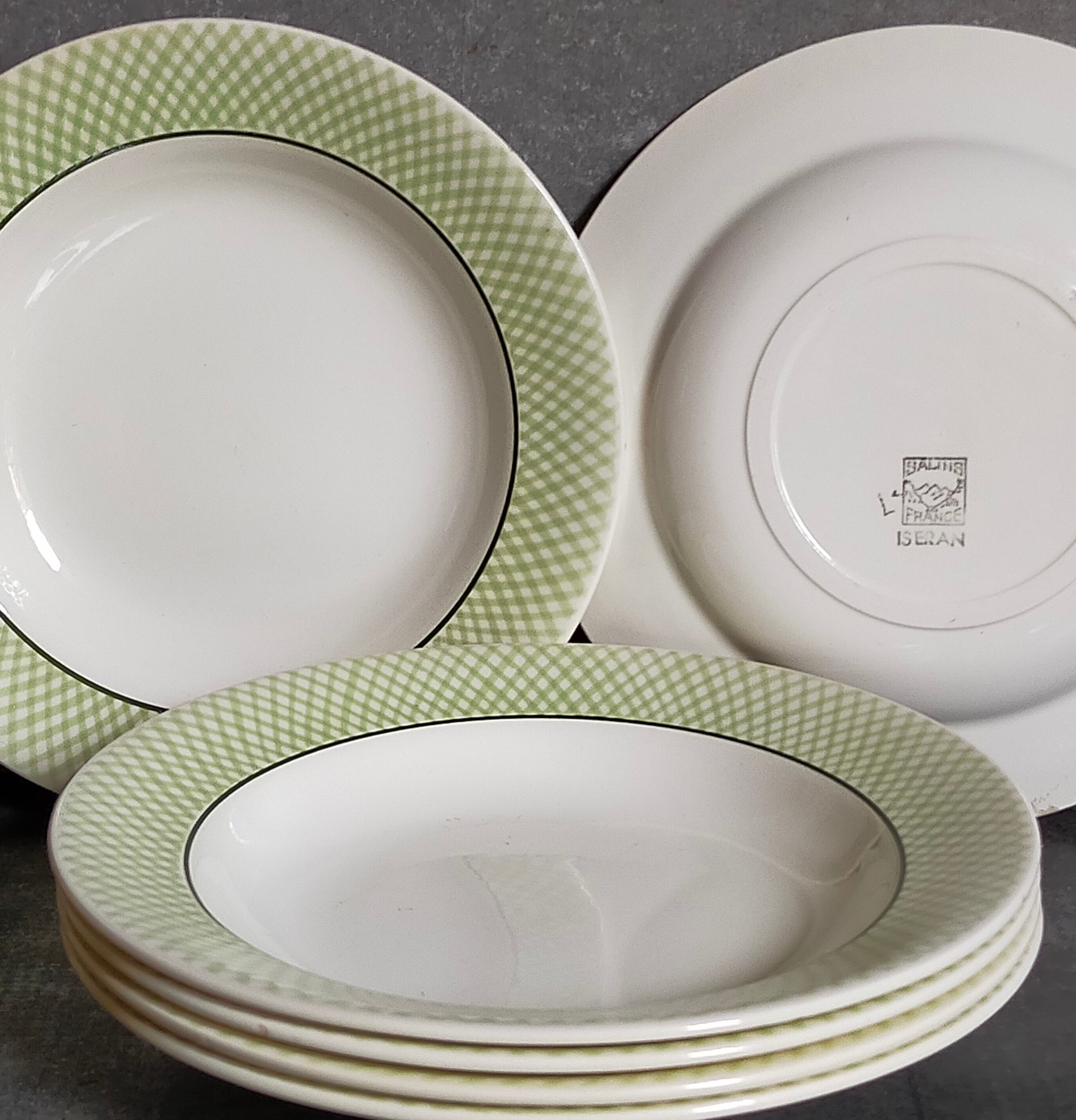 Six assiettes faïence de salins service "iseran" années 50