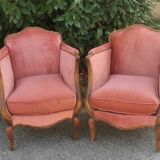 Paire de bergeres anciennes de style louis xv