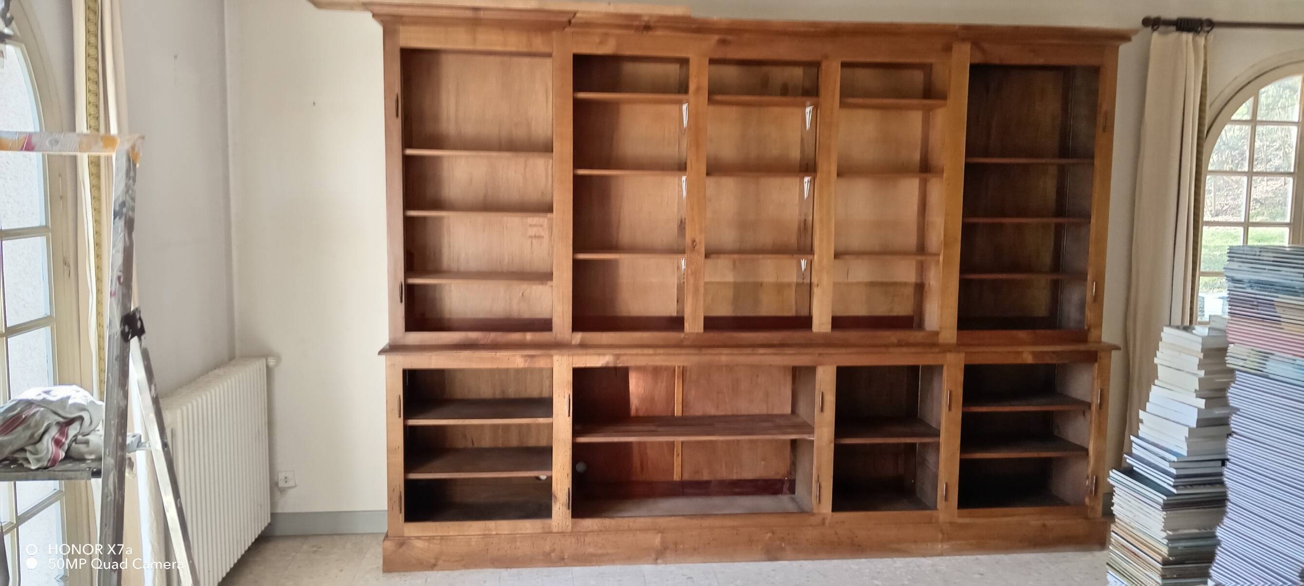 Library in solid cherry wood, Louis Philippe style.