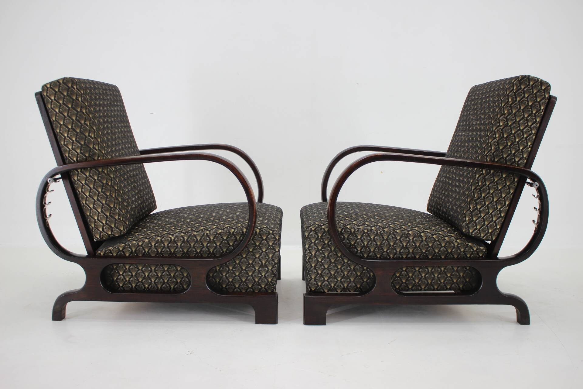 1930s Pair of Restored Art Deco Adjustable Armchairs, Czechoslovakia