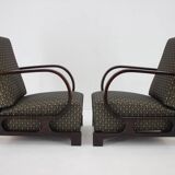 1930s Pair of Restored Art Deco Adjustable Armchairs, Czechoslovakia