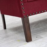 1970s, Danish 2-seater sofa, original red furniture wool, ash wood.