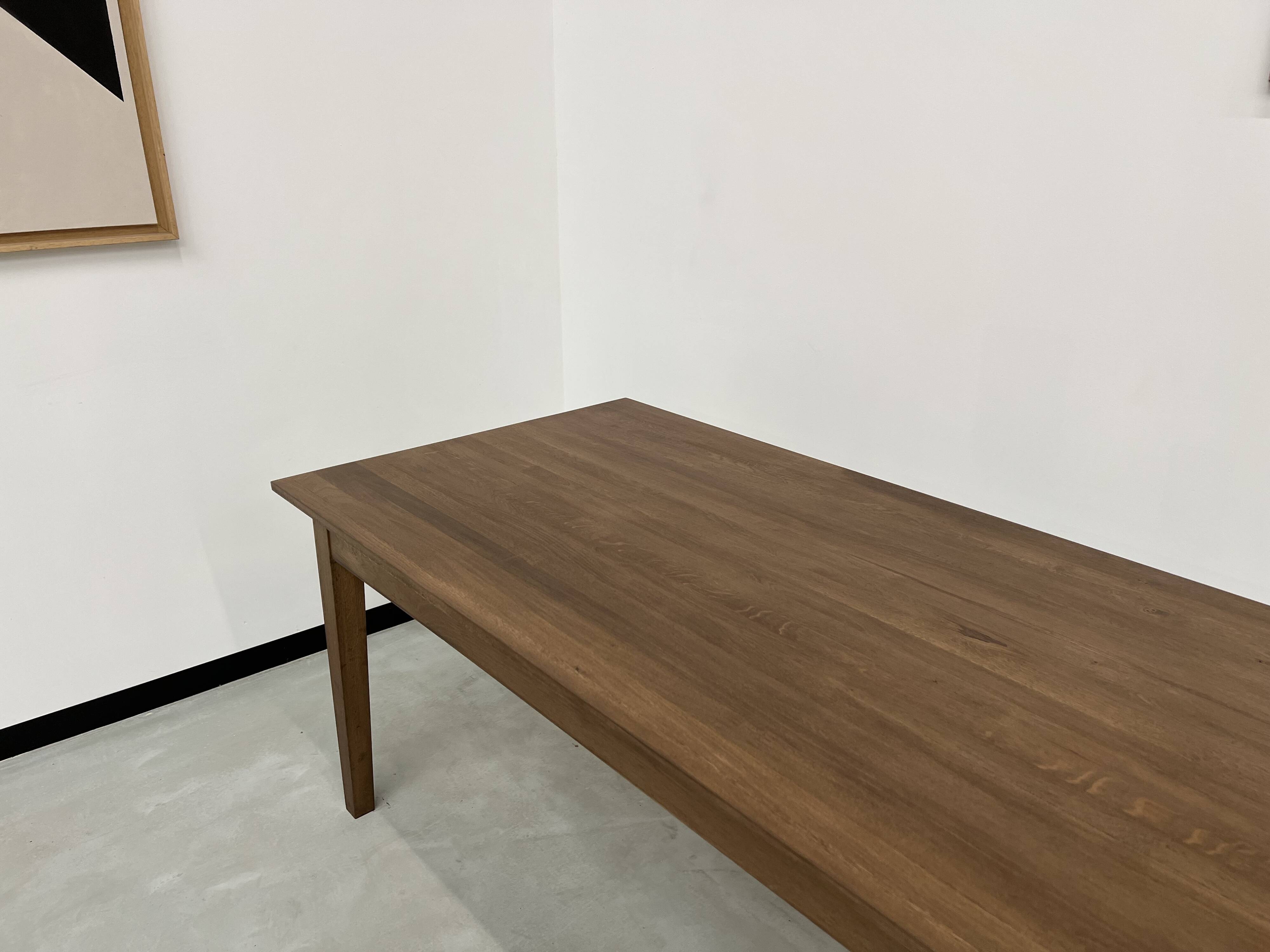 "Dark Brown" farmhouse table in solid oak, 300 x 90 cm