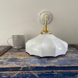 Vintage white opaline wall lamp
