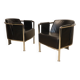Pair of armchairs in synthetic leather and chromed metal, 1970
