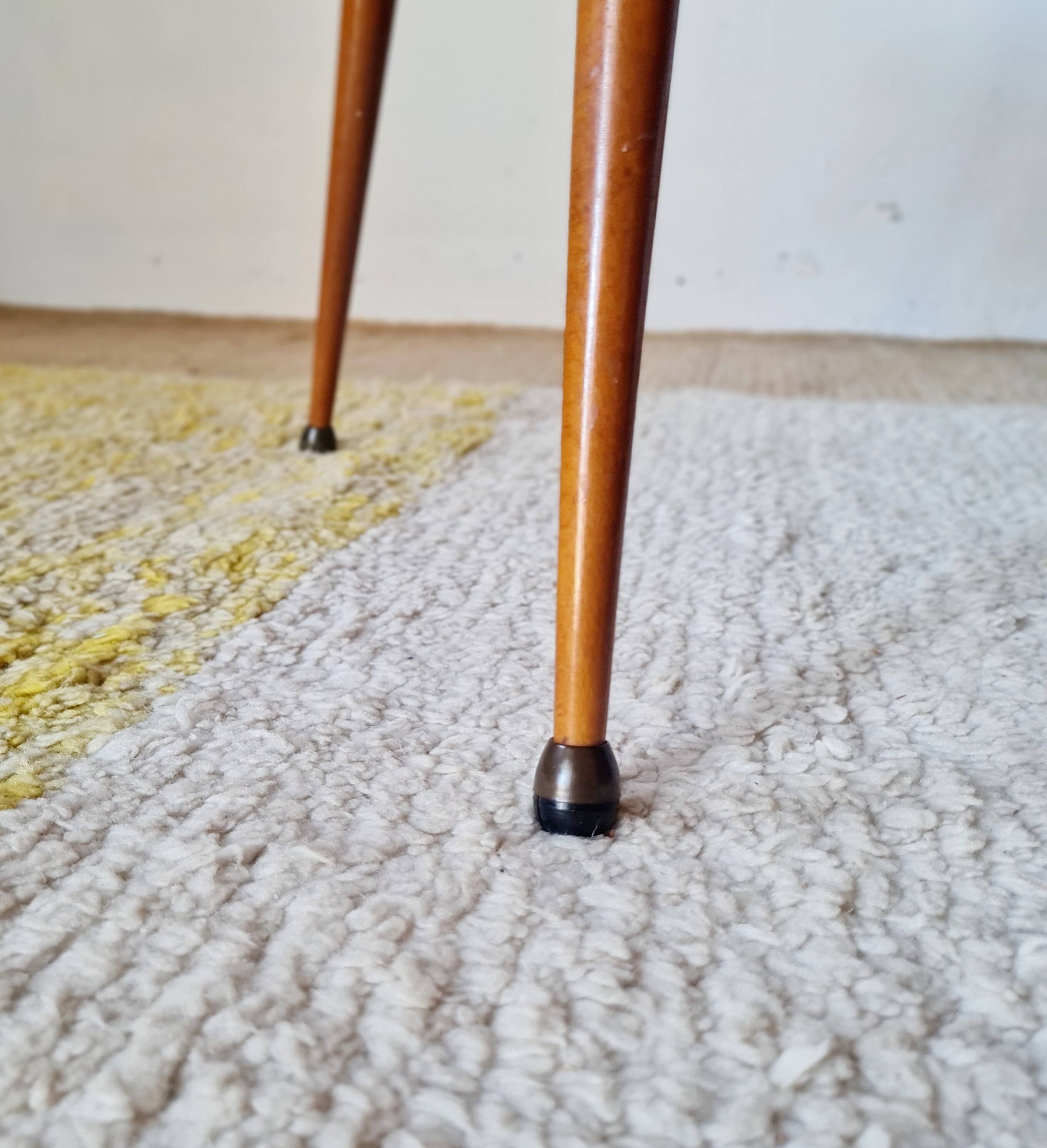 Vintage tripod side table, marquetry diamond top – 50/60
