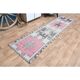1970s Human Motif Turkish Vintage Oushak Handmade Wool Runner 92x327