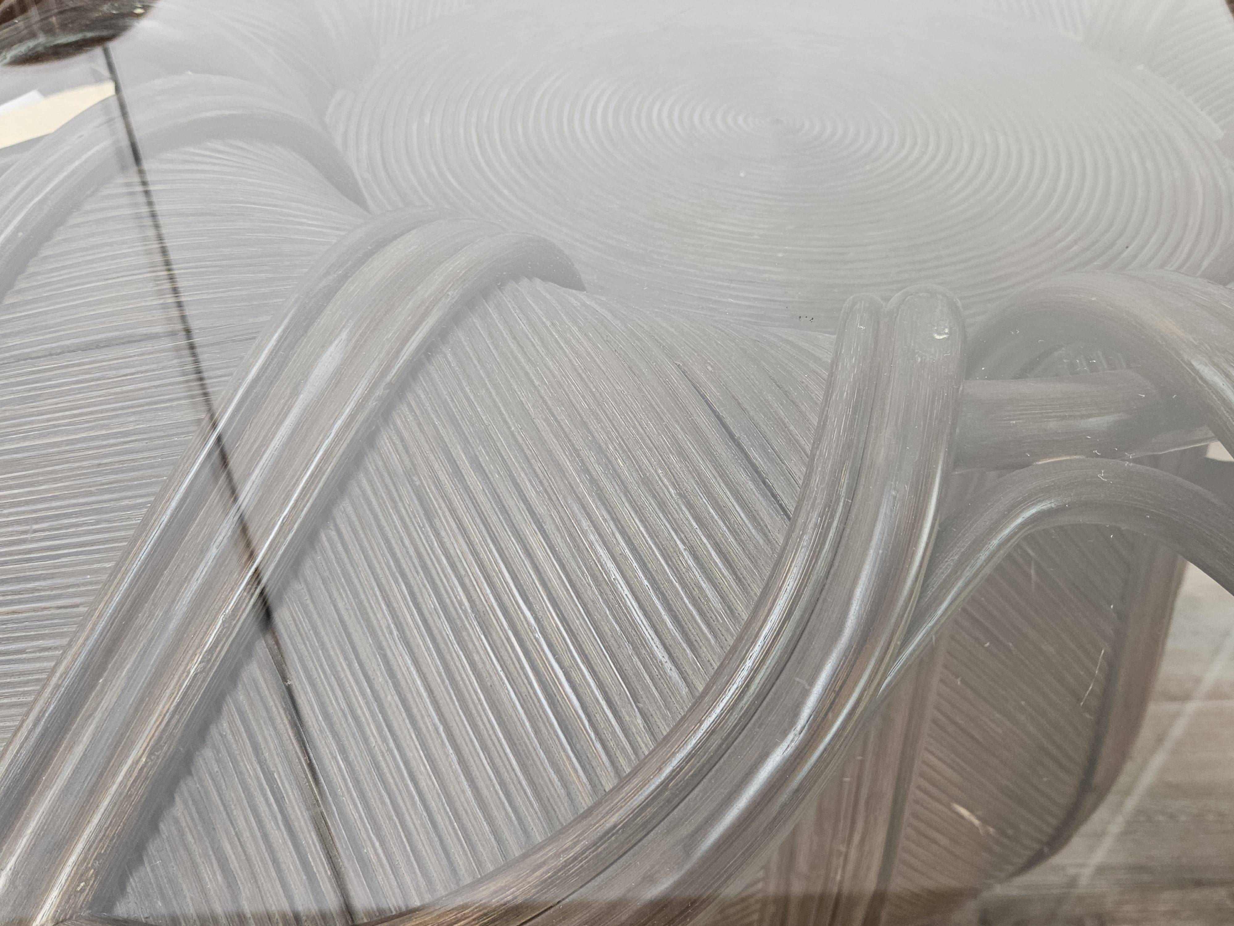 Ensemble table et quatre chaises en osier et bambou par Vivai Del Sud, 1970