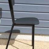 4 black metal and wood chairs