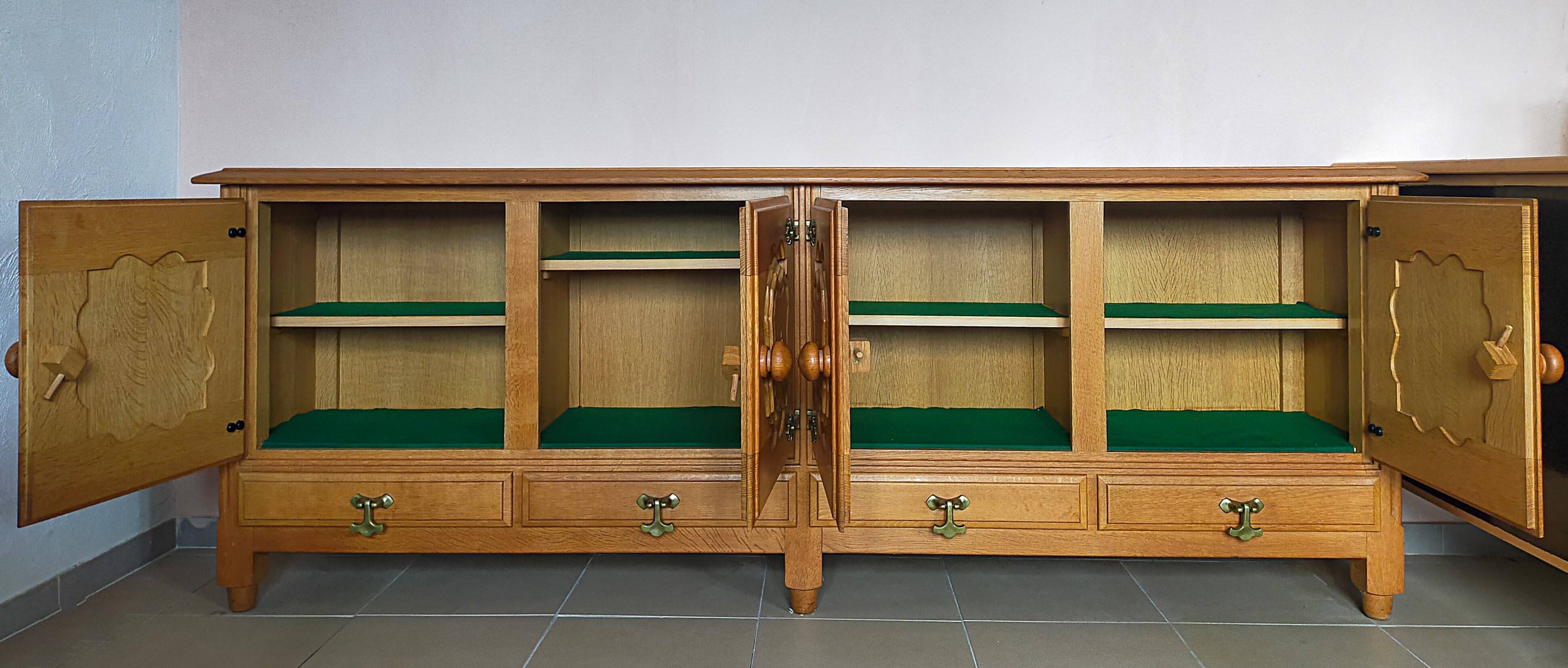 Oak sideboard by Guillerme and Chambron 1960