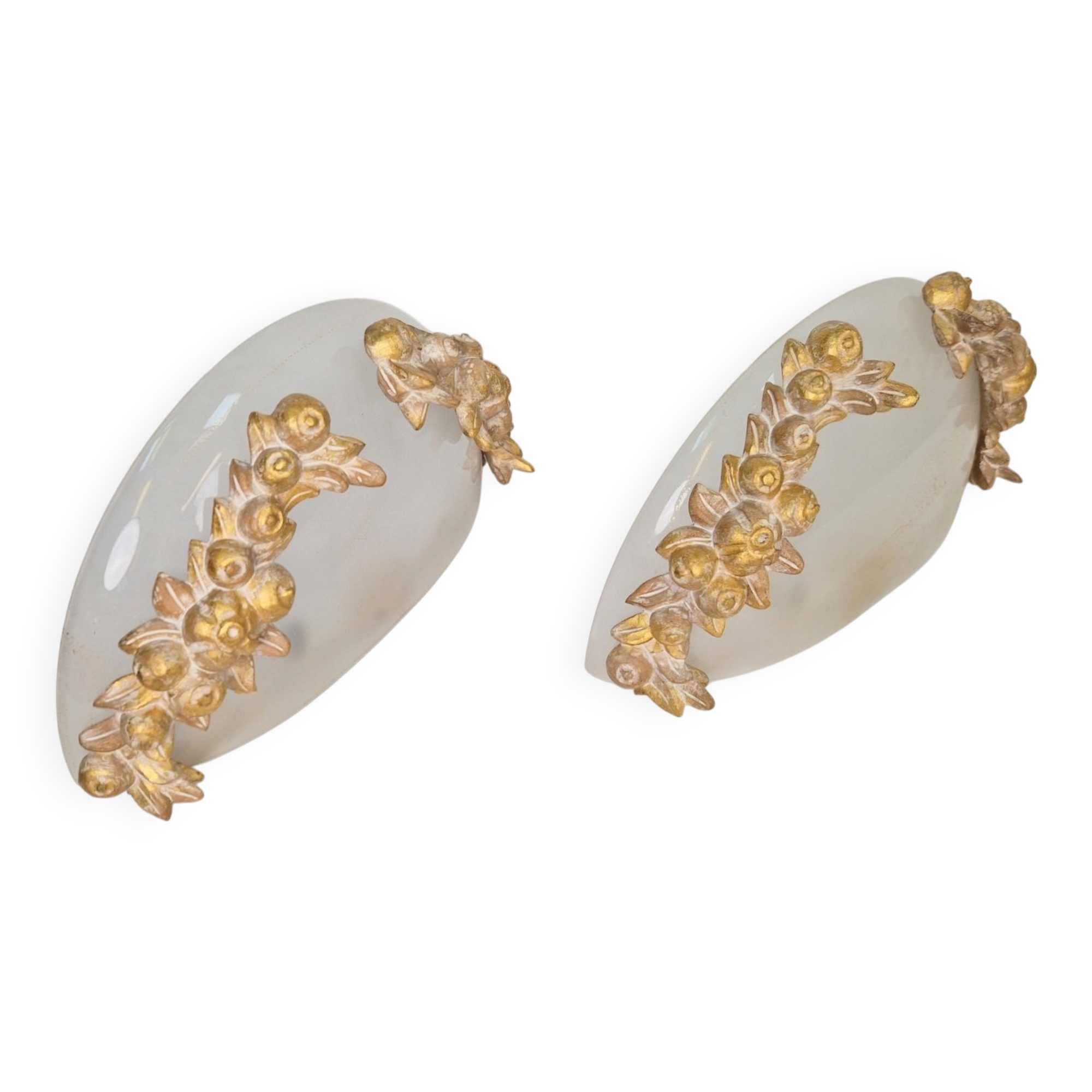Vintage Bowl Wall Lamps in Goldleaf Murano Glass, Italy, 1970s, Set of 2