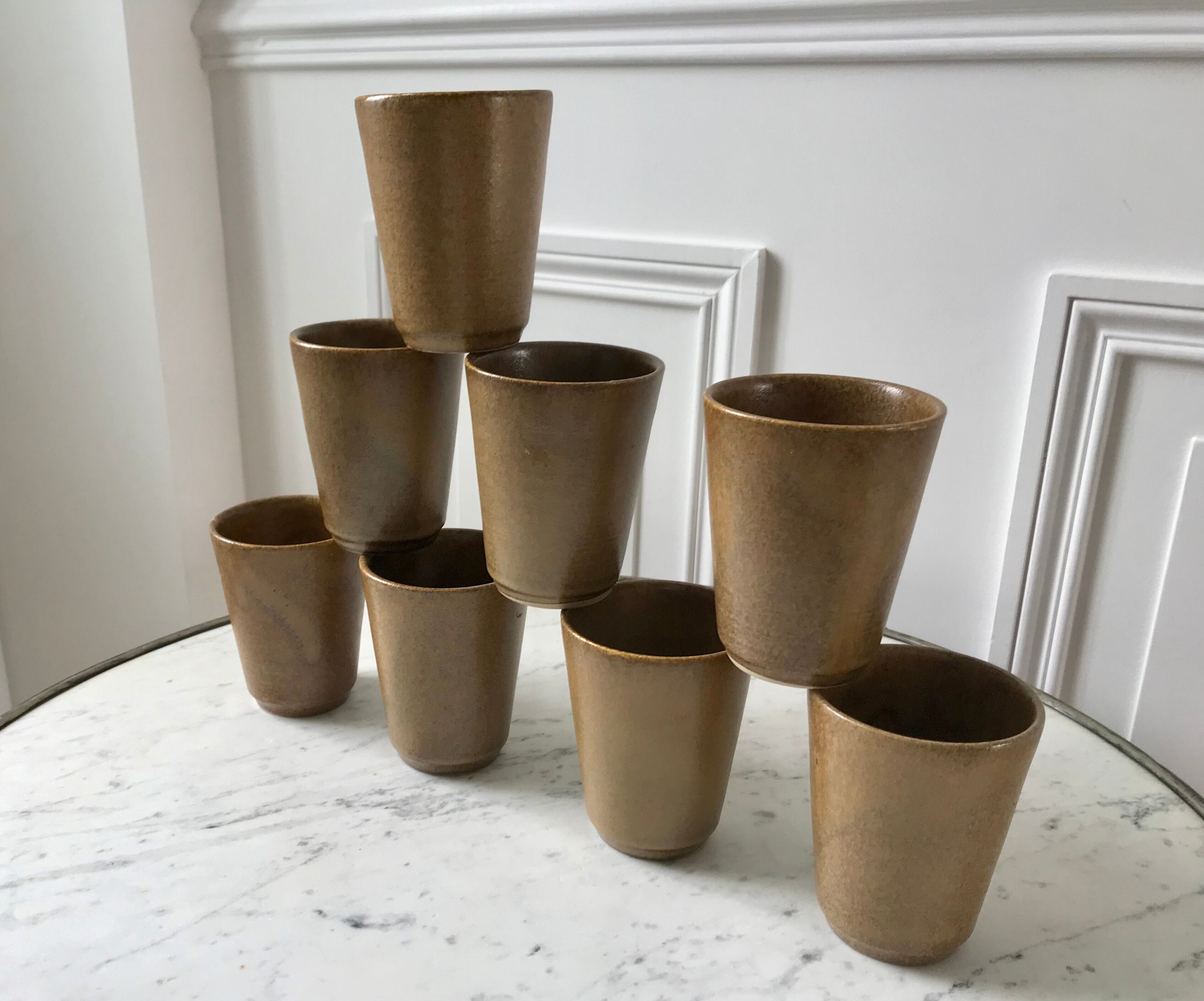 Lot de 8 verres en grès Digoin années 70
