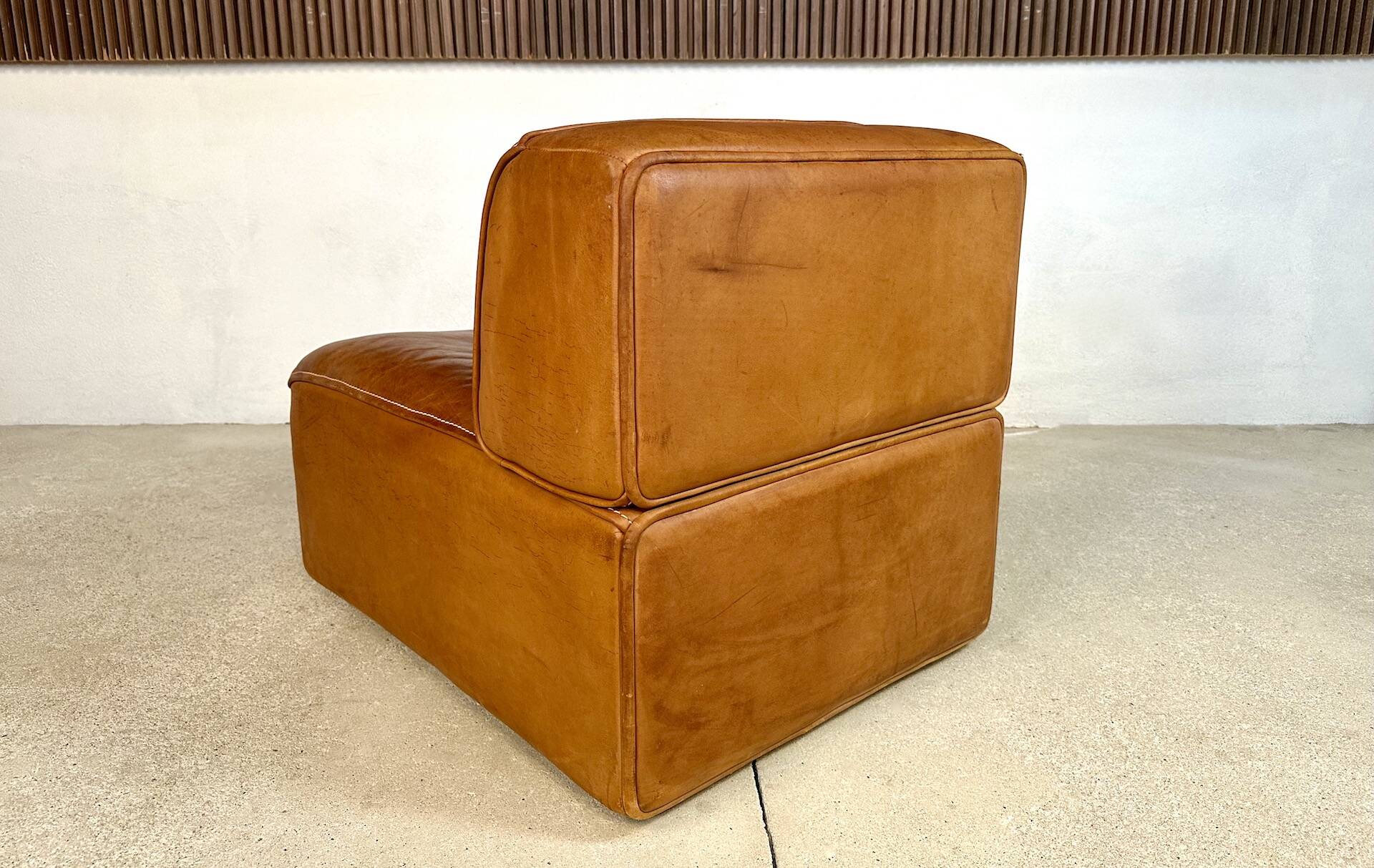 Brutalist Style DS-15 Leather Lounge Chair from De Sede, Switzerland 1970s
