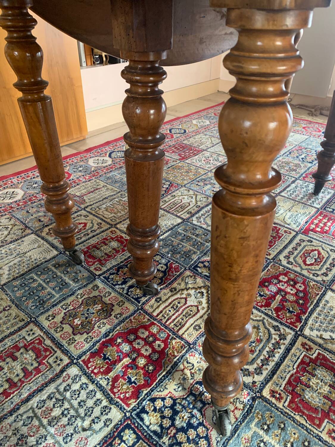 French walnut extendable oval table