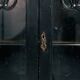 Arts crafts parlour glass display cabinet black ebonised chippendale england