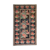 Antique floral karabagh zone tapis de laine brune tissée à la main fine tapis- 136x235cm