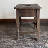Tabouret de campagne 19e en chêne