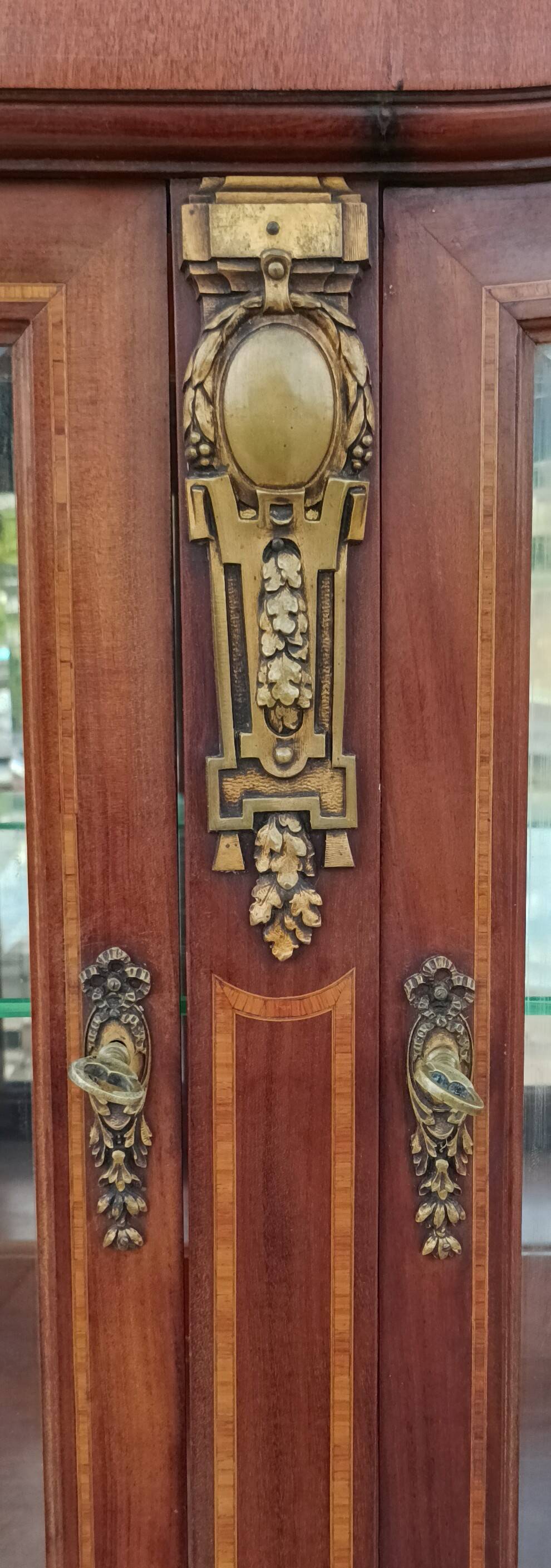 Louis XVI 2-part sideboard in mahogany veneer and precious wood marquetry