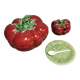 Soupière vintage + saucière en Trompe l'oeil , forme de Tomate majolica