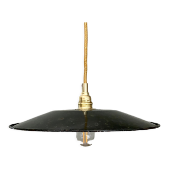 Vintage lampshade suspension in black enamelled sheet metal