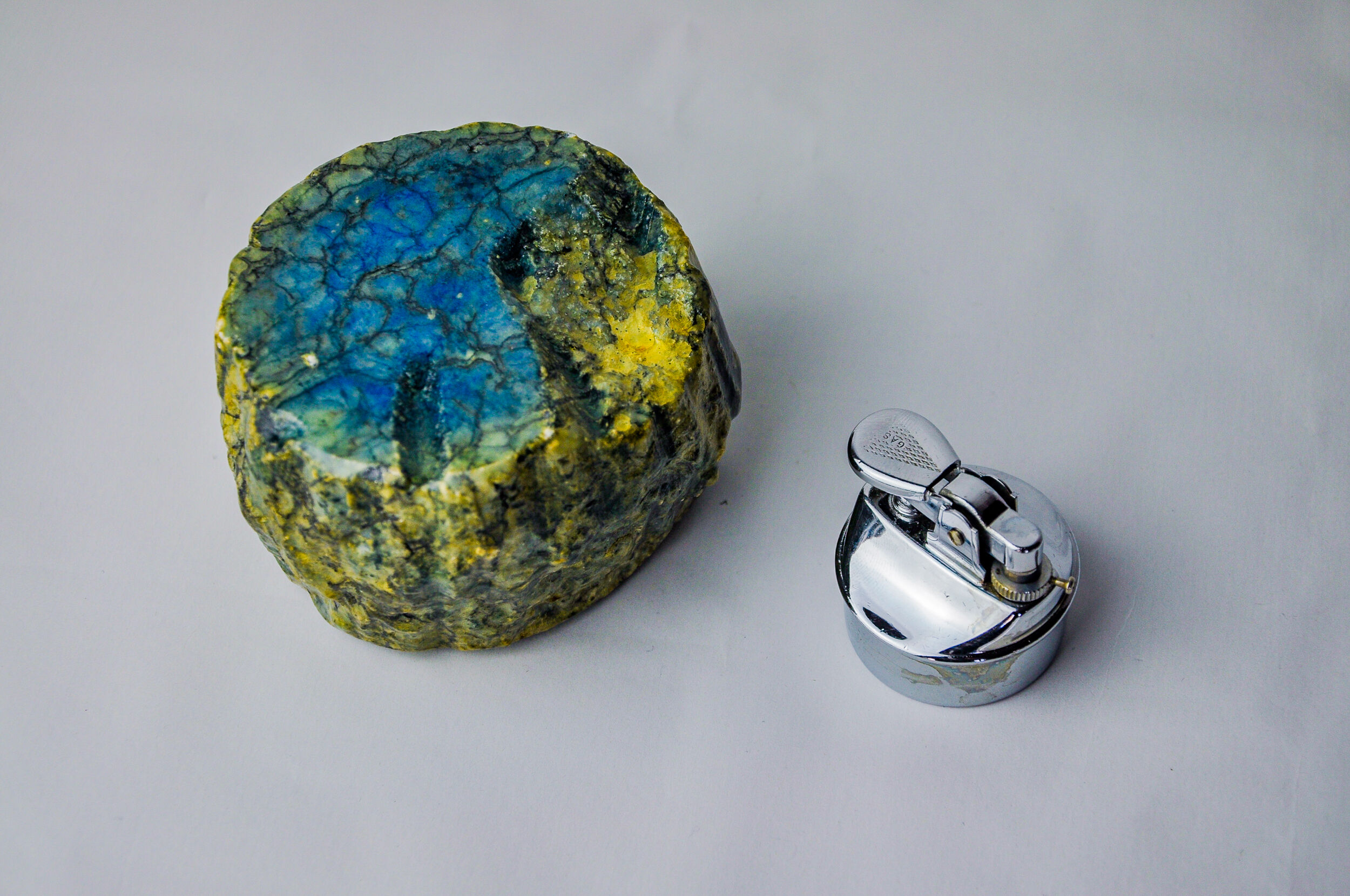 Green alabaster lighter by Romano Bianchi, Italy, 1970