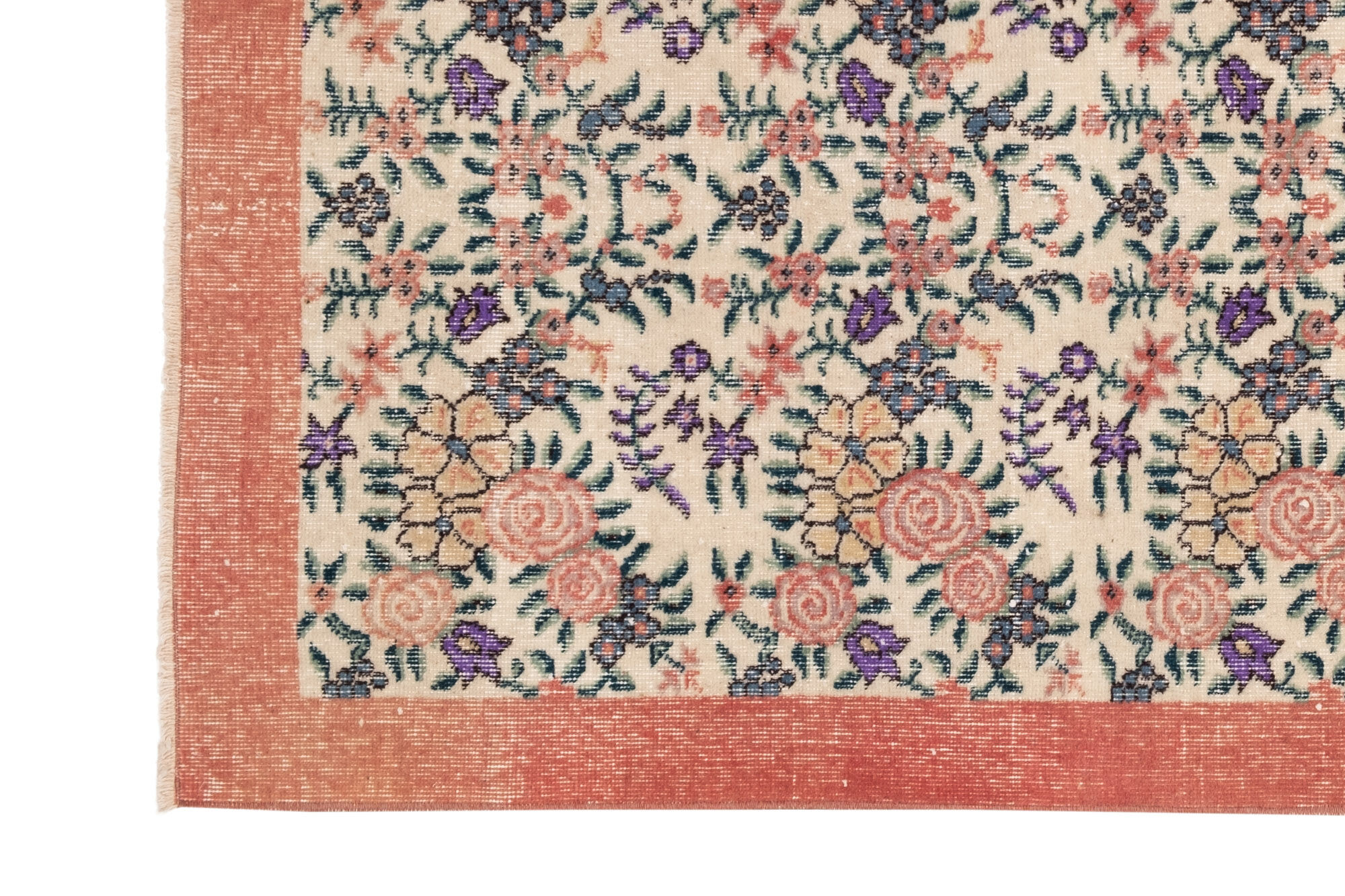 Vintage Turkish Sparta Floral Rug, 1970s