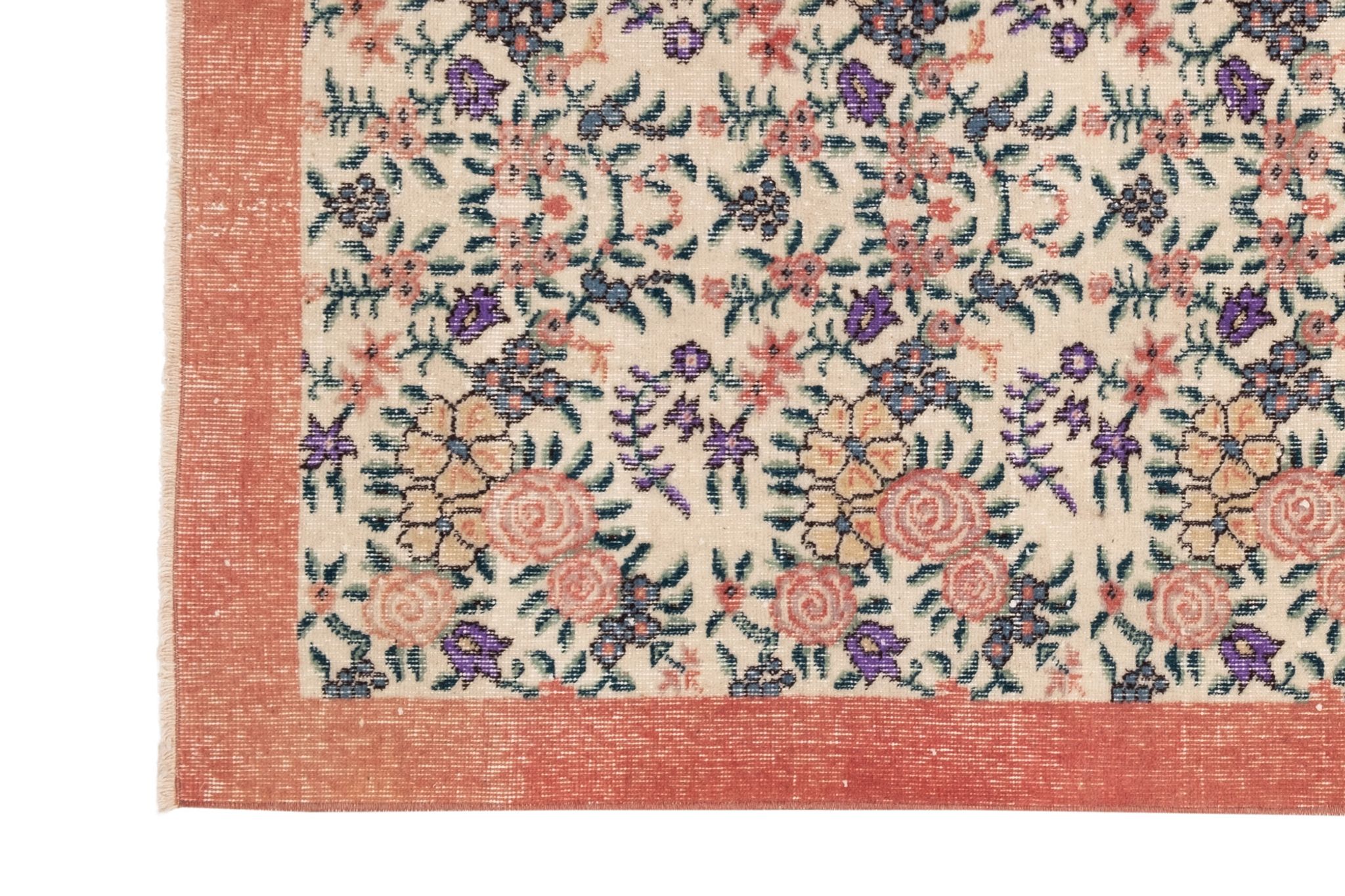 Vintage Turkish Sparta Floral Rug, 1970s