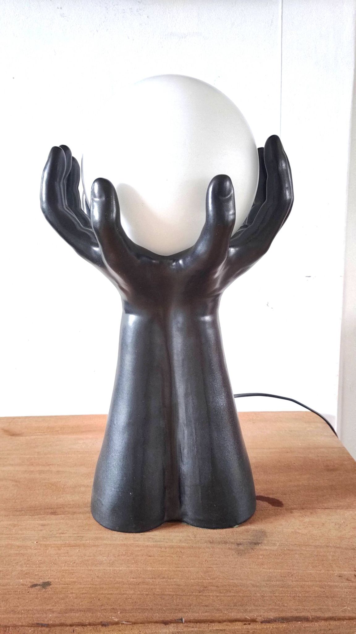 Large ceramic lamp pair of hands design 70s
