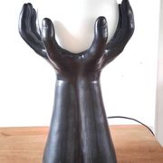 Large ceramic lamp pair of hands design 70s