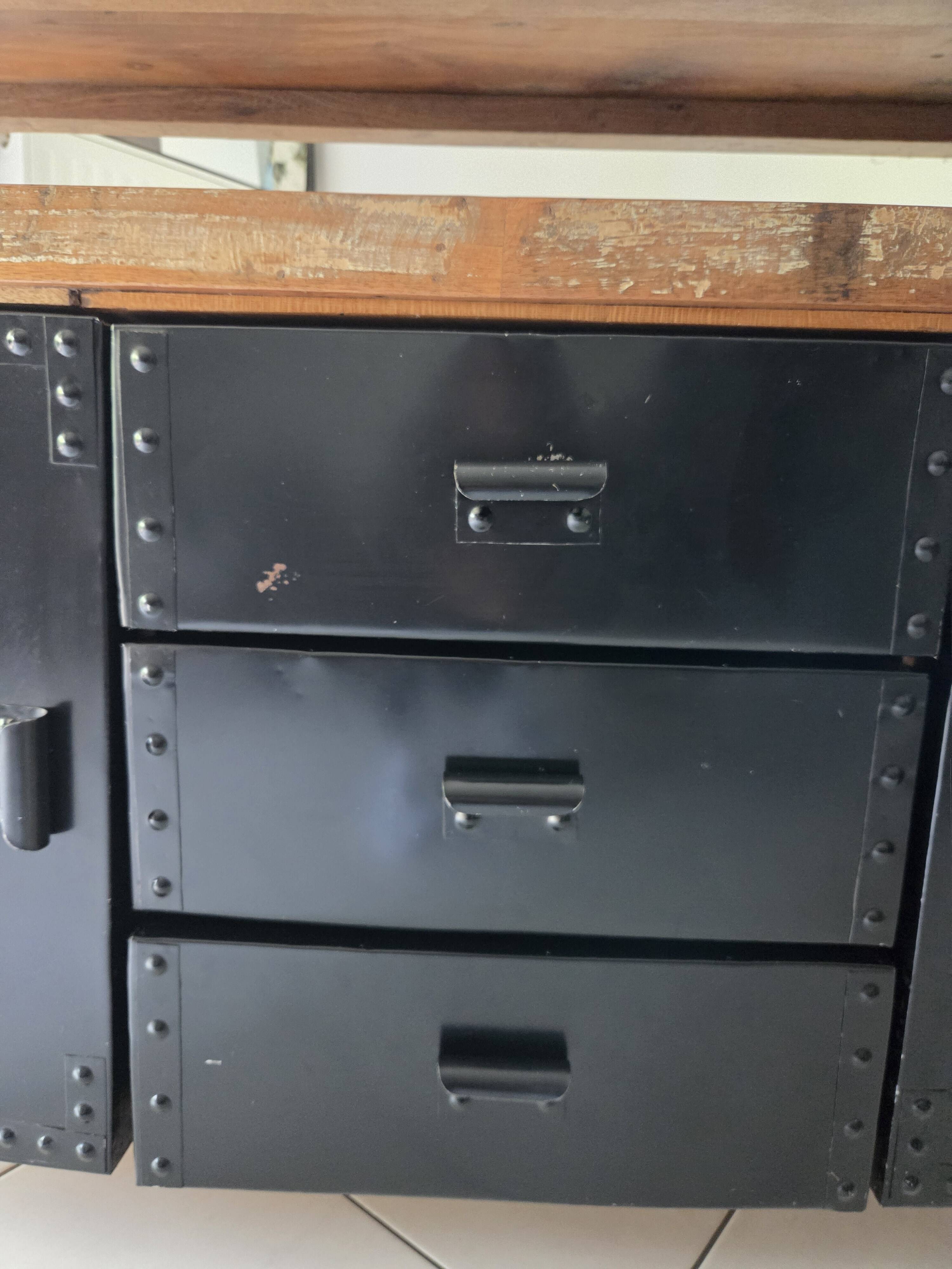 Multicoloured lacquered reclaimed wood buffet INDUSTRIAL