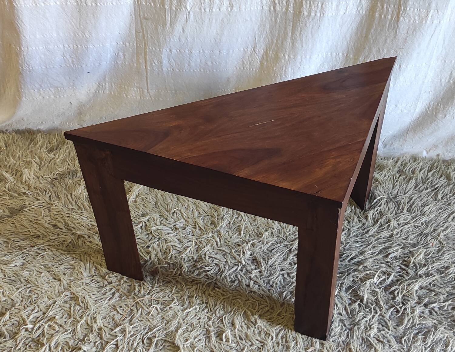 Triangular solid wood coffee table